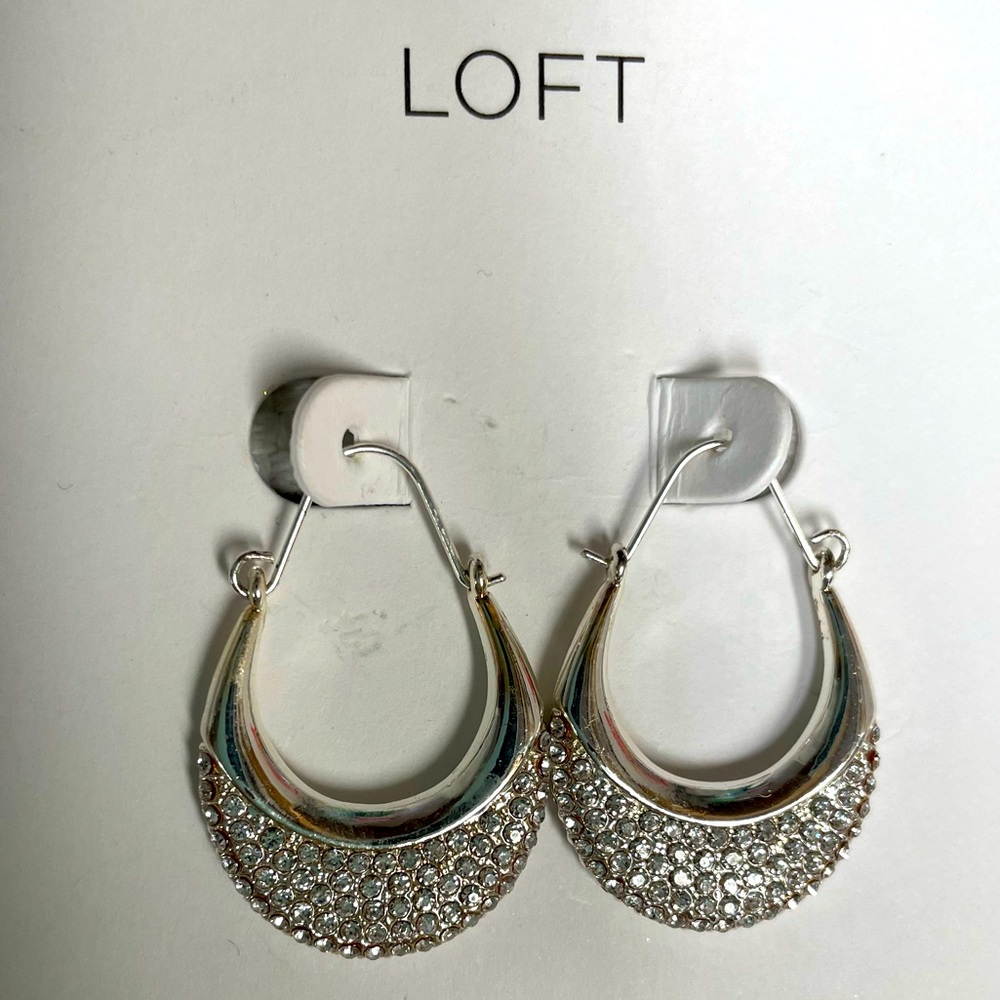 BNWT silver tone earrings on a wire.